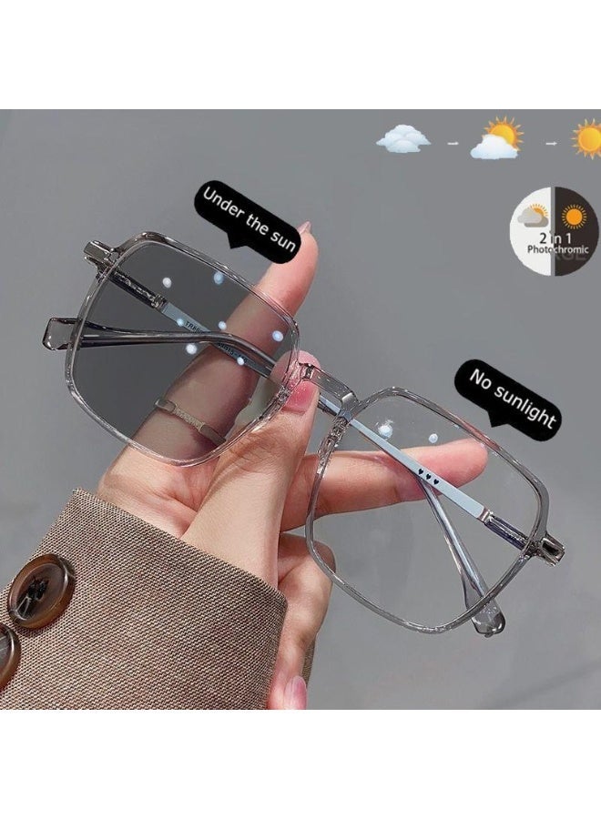 Unisex Square Photochromic Blue Light Blocking Glasses with UV Protection - Image 5