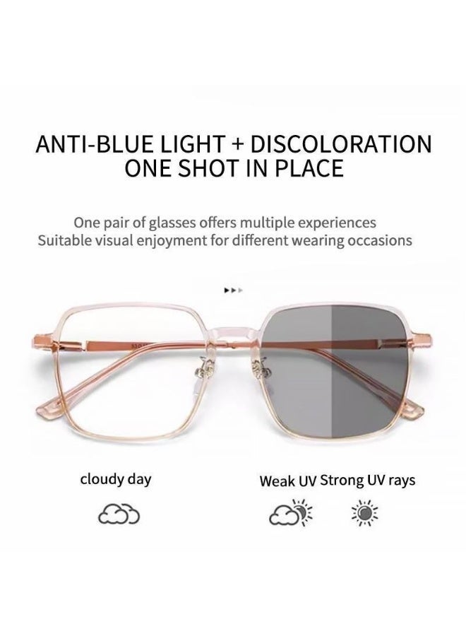 Unisex Square Photochromic Blue Light Blocking Glasses with UV Protection - Image 3