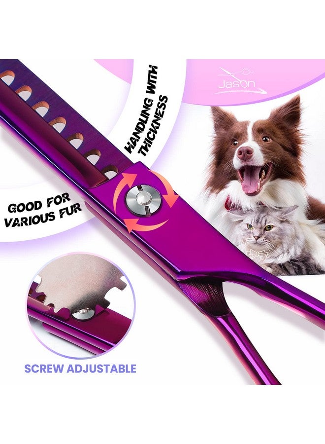 JASON Dog Grooming Scissors Kit, Professional 6 in 1 Dog Scissors Sharp Shears Set - Straight, Thinning, Chunker, Curved Shears and Comb for Long Short Hair for Dog Cat Pet - Image 3
