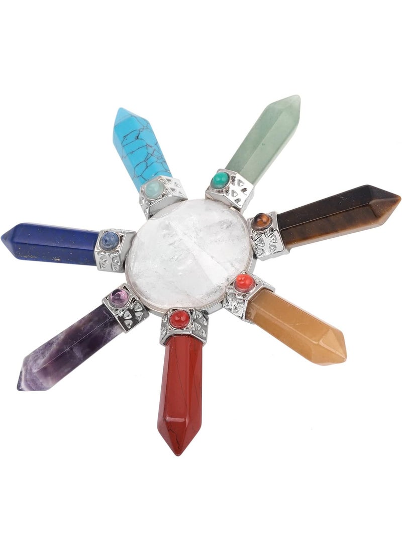 SUNYIK SUNYIK 7 Chakra Stone Energy Generator, Healing Crystal Point Cone with Seven Direction, Rock Quartz 