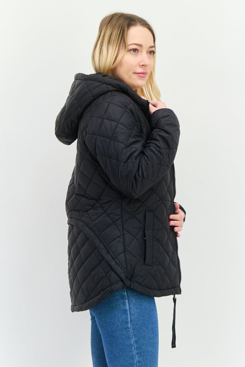 Bebe Sport Women Sportswear Fit Long Sleeve Faux Fur Outdoor Jacket, Black - Image 2