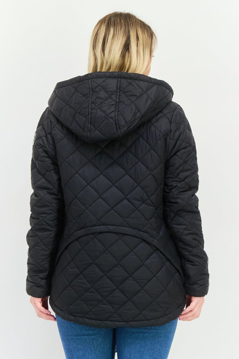 Bebe Sport Women Sportswear Fit Long Sleeve Faux Fur Outdoor Jacket, Black - Image 4