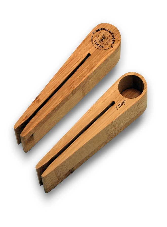 Doppeltree Bamboo Measuring Coffee Scoop and Bag Clip Combination (1 tbsp capacity) - Wooden Spoon for Ground Coffee Beans, Espresso, Loose Tea, and Dry Ingredients - Image 1