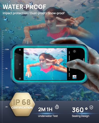 Lanhiem Magnetic for iPhone 16 Plus Case IP68 Waterproof Dustproof Case Compatible with Magsafe Builtin Screen Protector Full Body Heavy Duty Rugged Phone Cover 67 inch BlueClear - Image 3