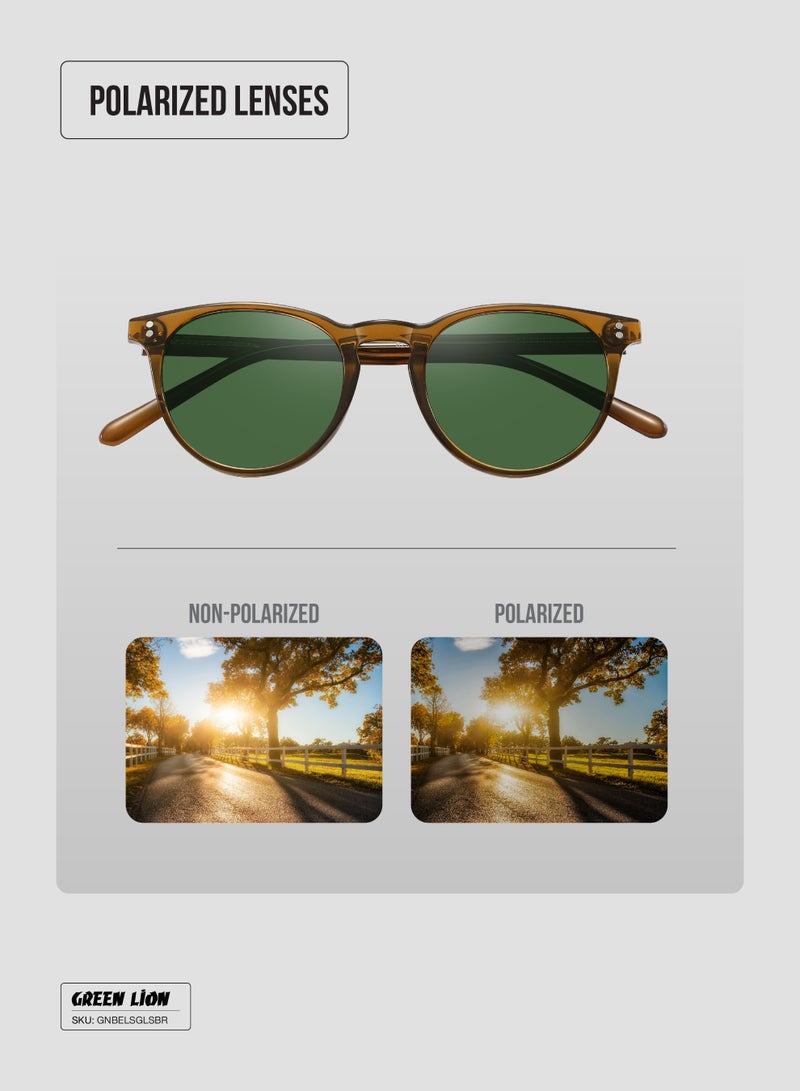 GREEN LION Bellavia Polarized Full Rim Sunglasses with UV400 Protection / Unisex Riding Glasses Running Glasses Mountaineering Glasses Driving Glasses Fishing Glasses - Brown - Image 3