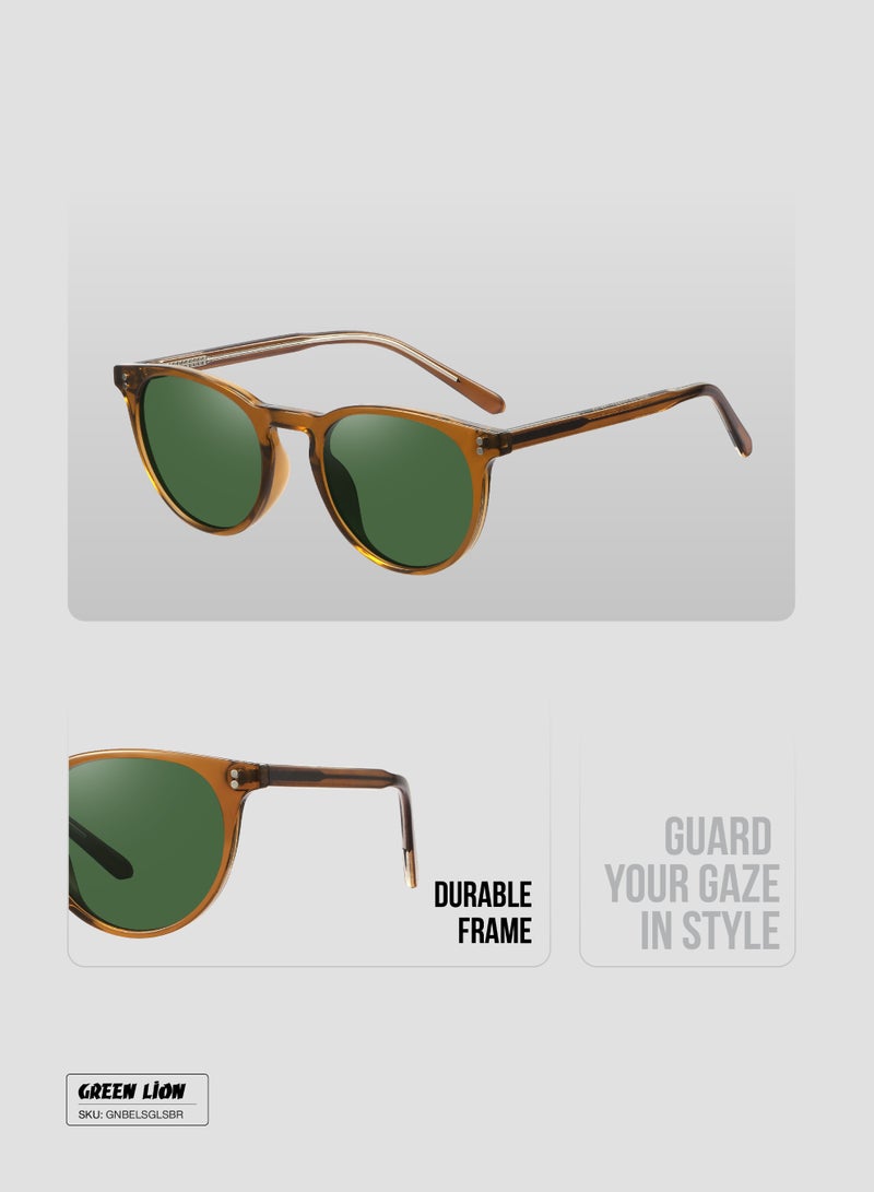 GREEN LION Bellavia Polarized Full Rim Sunglasses with UV400 Protection / Unisex Riding Glasses Running Glasses Mountaineering Glasses Driving Glasses Fishing Glasses - Brown - Image 4