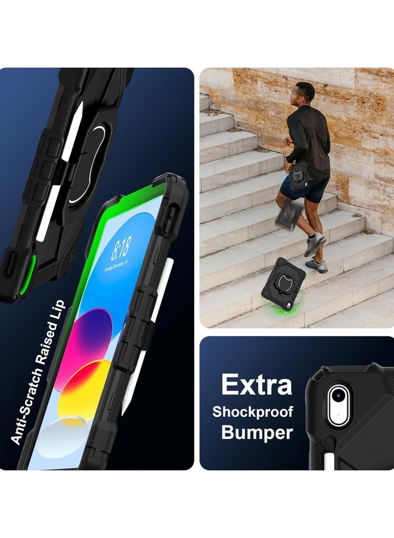 Case Compatible with iPad 10th Generation 10.9 inch Cover, 360 Degree Rotating Handle Stand Heavy Duty Shockproof Case with Shoulder Strap for iPad 10th - Image 3