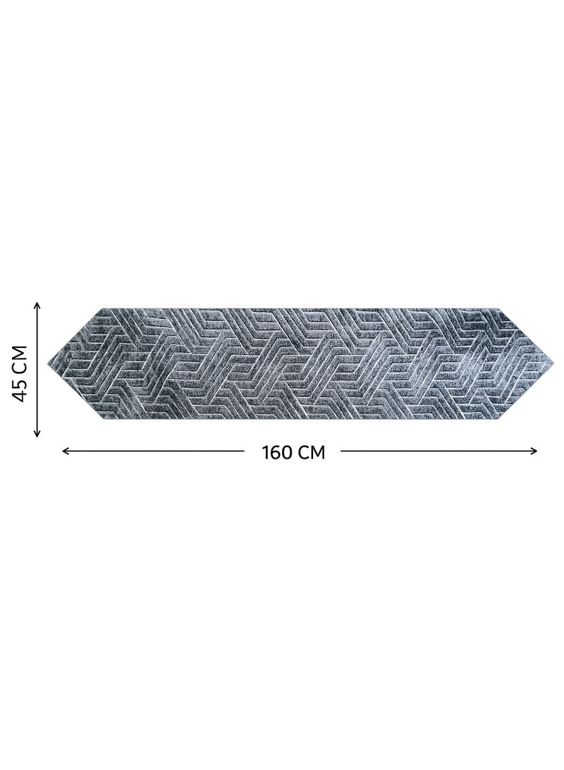 Intex Curtains House Velvet linen rectangle Table Runner - heavy duty velvet fabric - suitable for reciption , living rooms and special ocassions - unique geometrical design  "V" shape end - set of one piece - Image 4