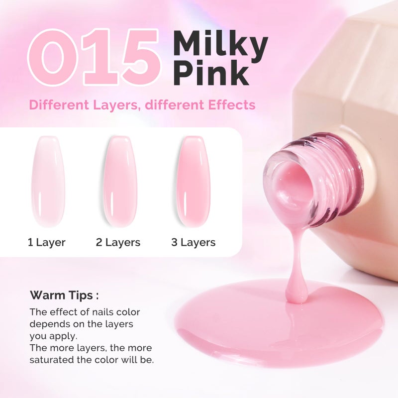 MelodySusie Milky Pink Builder Nail Gel for Nails Thickening,Soak Off UV Extension Gel, Rhinestone Nail Glue for Nail Art Design Salon DIY Manicure at Home Gift for Women-015 - Image 5