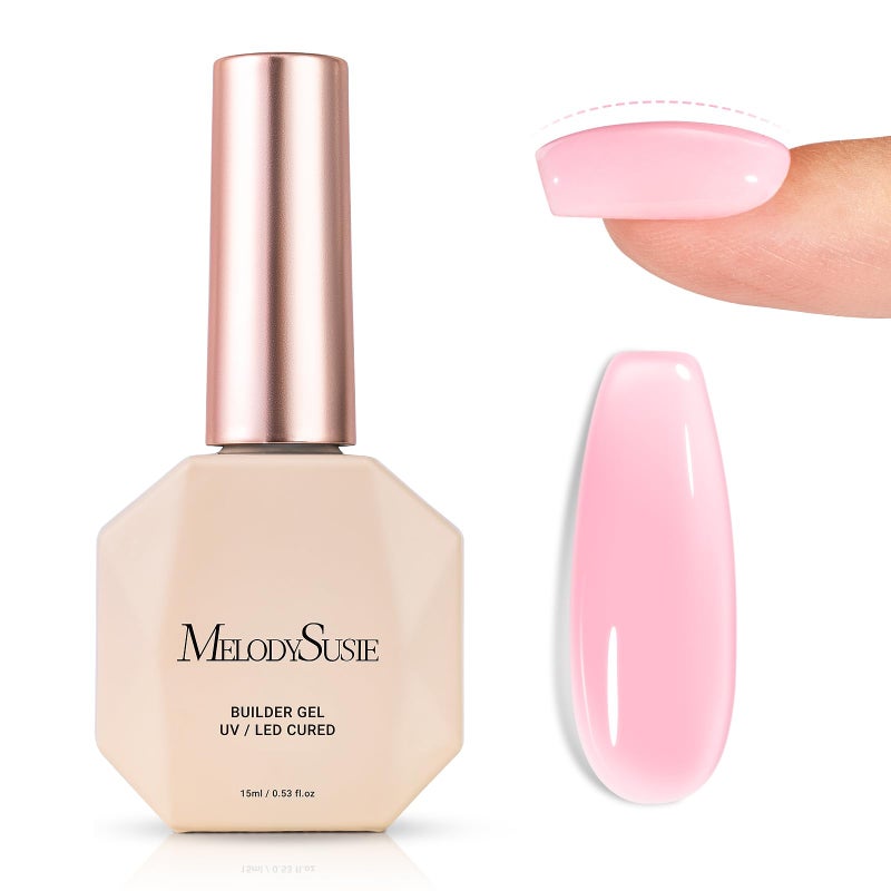 MelodySusie Milky Pink Builder Nail Gel for Nails Thickening,Soak Off UV Extension Gel, Rhinestone Nail Glue for Nail Art Design Salon DIY Manicure at Home Gift for Women-015 - Image 1