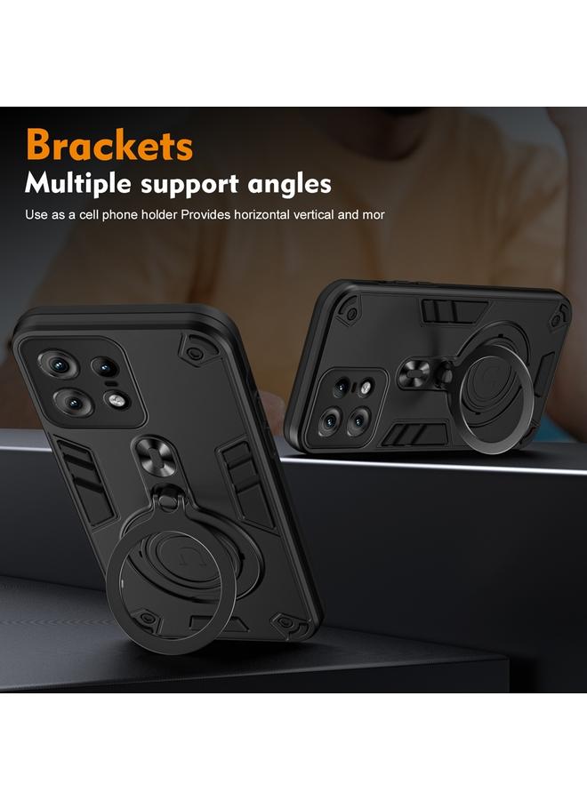 S-TOP Case For Motorola Edge 50 Pro Metal Ring 360 Degree Rotating Holder PC Hybrid TPU Phone Case - Image 3