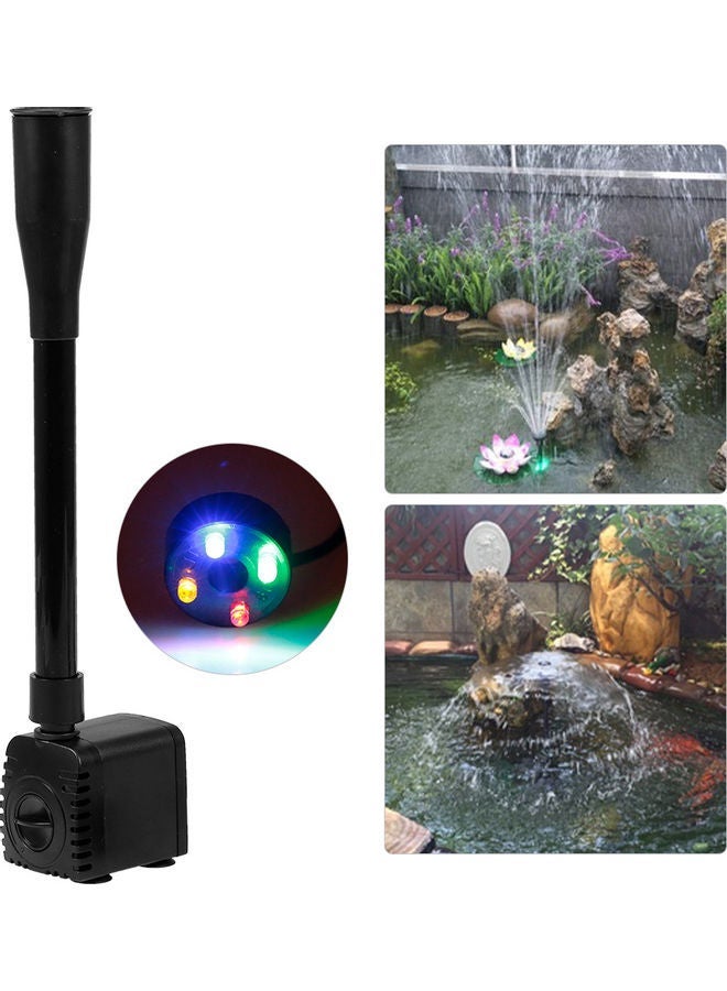 NIBEMINENT 10W Ultra-Quiet Water Aquarium Pump with Power Cord IP68 and 4 LED Light Black - Image 2