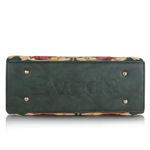 EVEDA Synthetic Leather Gorgeous Embroidery Stylish Design Shoulder Crossbody Hobo Women Handbag (Bottle Green) - Image 2