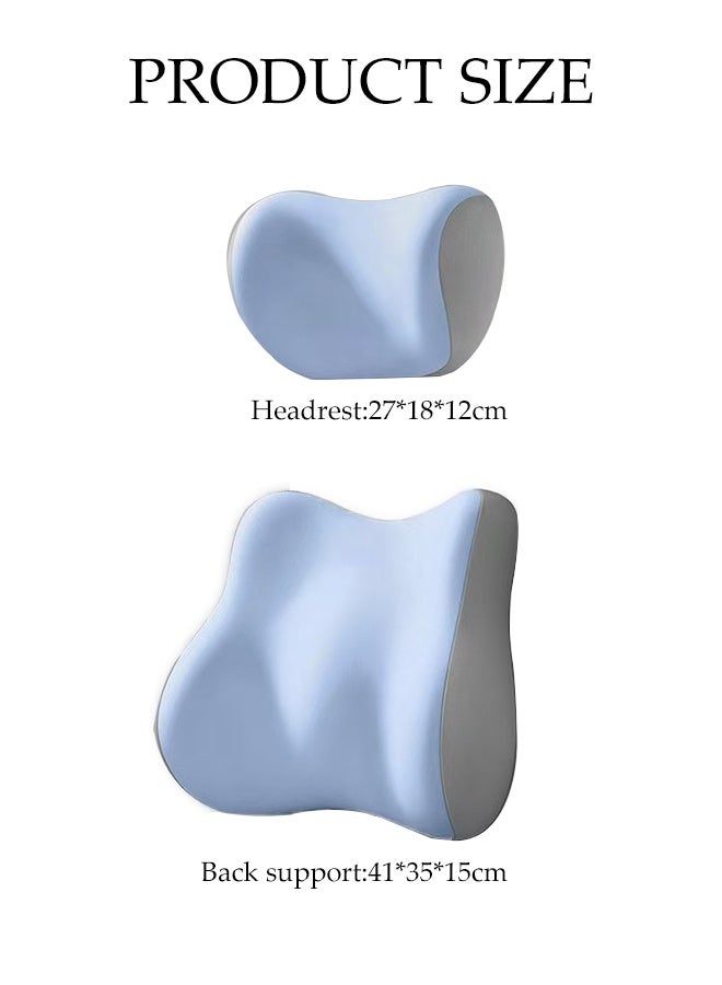 DUNISO Car Lumbar Support Pillow and Car Headrest Neck Pillow Set Memory Foam Car Headrest Pillows Cars Seat Head Lumbar Cushion Car Seat Pillow Comfortable Neck Pillow Multi-Use Lumbar Support Pillow Cars Seat for Car, Office Chair and Home Chair - Image 2