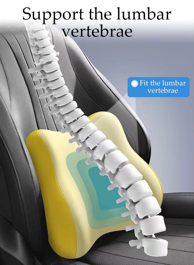 DUNISO Car Lumbar Support Pillow and Car Headrest Neck Pillow Set Memory Foam Car Headrest Pillows Cars Seat Head Lumbar Cushion Car Seat Pillow Comfortable Neck Pillow Multi-Use Lumbar Support Pillow Cars Seat for Car, Office Chair and Home Chair - Image 4