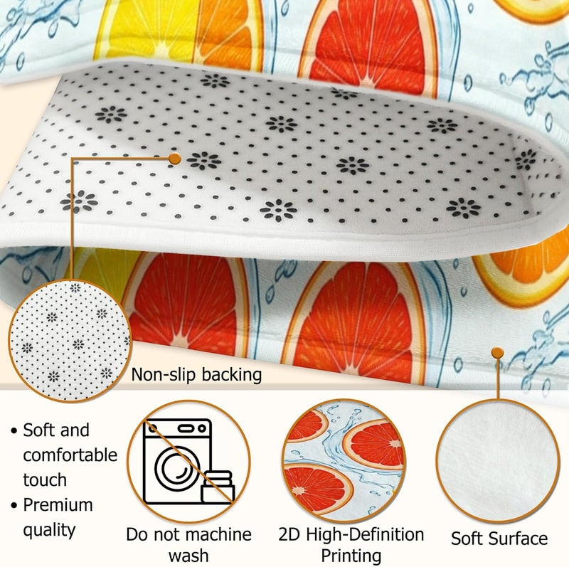 Orange Runner Rug, Summer Bright Lemon Grapefruit Summer Orange Low Pile Sponge Soft Rectangle Carpet Stain Resistant for Kitchen Bedside Entryway Hallway Decor 2x5 Ft - Image 5