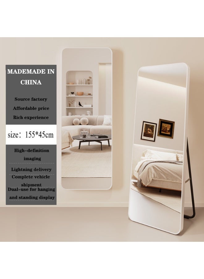 general Full Length Mirror Dressing Mirror Floor Standing Mirror Household Wall Mounted Bedroom Makeup Hanging Wall Dormitory Three-Dimensional Fitting Can Be Mirror Wall Or Standing Mirror White - Image 2