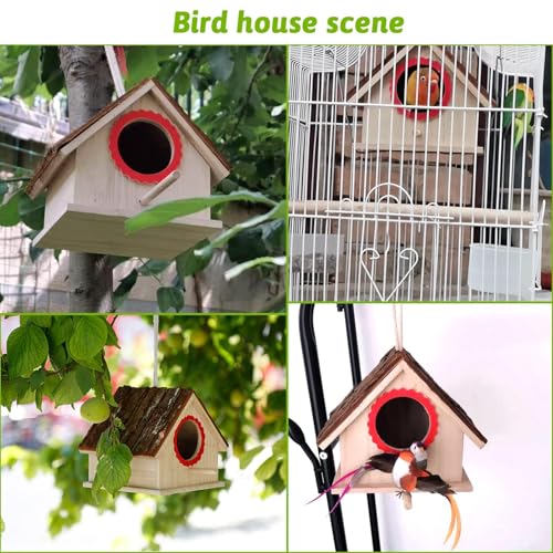 kathson Wood Parakeet Nesting Box House Shape Bird Nest for Cage Wooden Breeding Box Parrots Mating Box for Lovebirds Cockatiel Canary Finch Budgie - Image 4