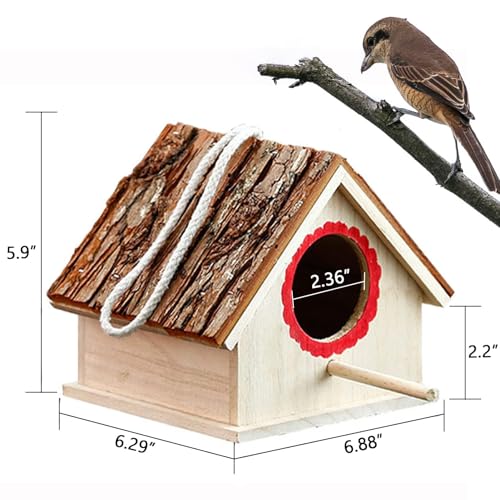 kathson Wood Parakeet Nesting Box House Shape Bird Nest for Cage Wooden Breeding Box Parrots Mating Box for Lovebirds Cockatiel Canary Finch Budgie - Image 2