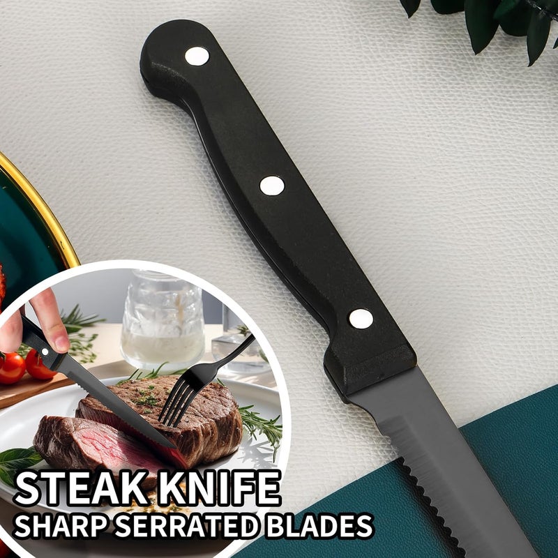 Lazycorner 60-Piece Black Silverware Set with Steak Knives Black Stainless Steel Flatware Set for 10 Food Grade Tableware Cutlery Set Rust-proof, Mirror Polished, Dishwasher Safe - Image 5
