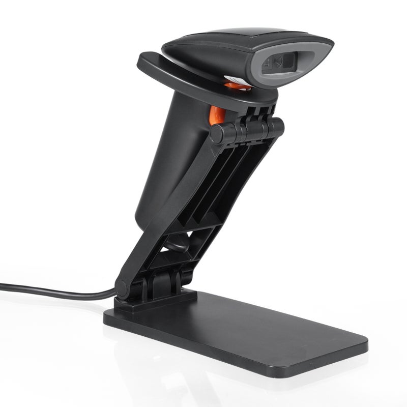 Handheld USB 1D Barcode Scanner with Stand CMOS Image Sensor Support Paper Code/Screen Code Compatible with Windows   Android MacOS Linux System for Supermarket Library Logistics Retail Warehouse - Image 2