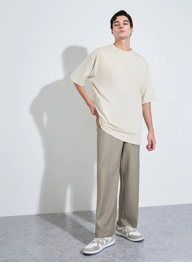 Styli Cream Graphic Print Oversized T-Shirt