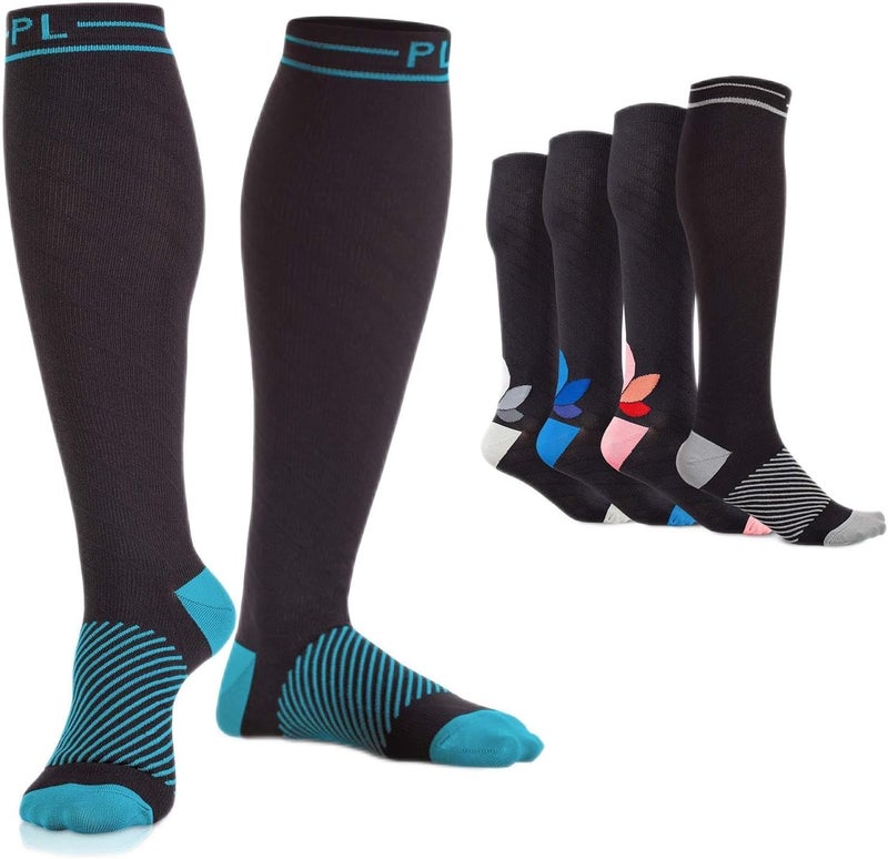 POWERLIX POWERLIX Compression Socks for Women & Men (Pair) for Neuropathy Swelling Pain Relief 20-30 mmHg Medical Knee-high Stockings