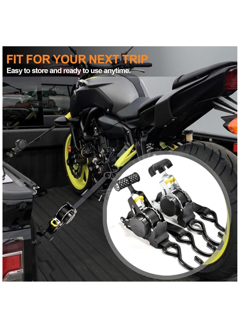 Soofam Retractable Ratchet Straps, 1500 lbs Breaking Strength, Heavy Duty Retractable Ratchet Tie Down Straps, S Hooks with Safety Clip, for Motorcycle, Boat, Kayak, and Cargo  - Image 5