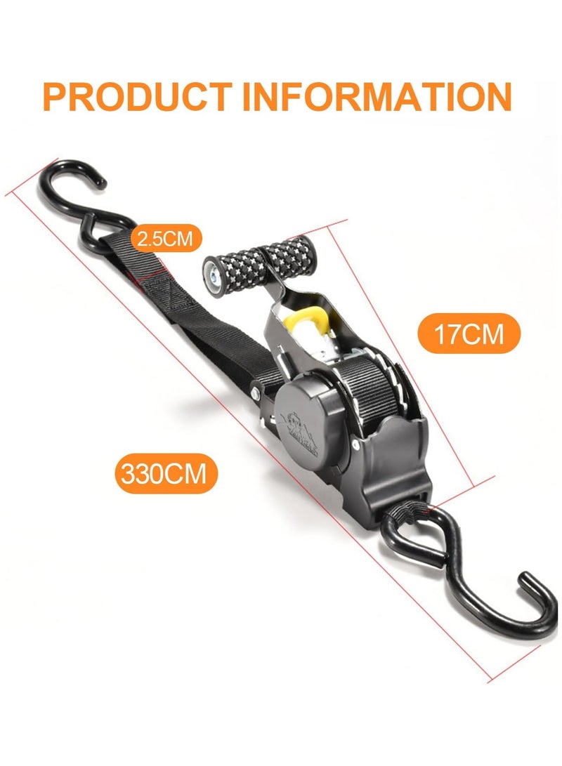 Soofam Retractable Ratchet Straps, 1500 lbs Breaking Strength, Heavy Duty Retractable Ratchet Tie Down Straps, S Hooks with Safety Clip, for Motorcycle, Boat, Kayak, and Cargo  - Image 1