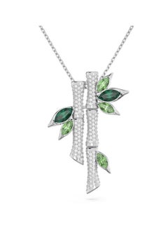 Generic Bamboo Pendant Green Necklace Rhodium Plated  - Image 1
