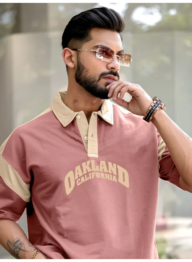 مانياك تيشيرت بولو قطن مطبوع بأكمام 3/4 للرجال