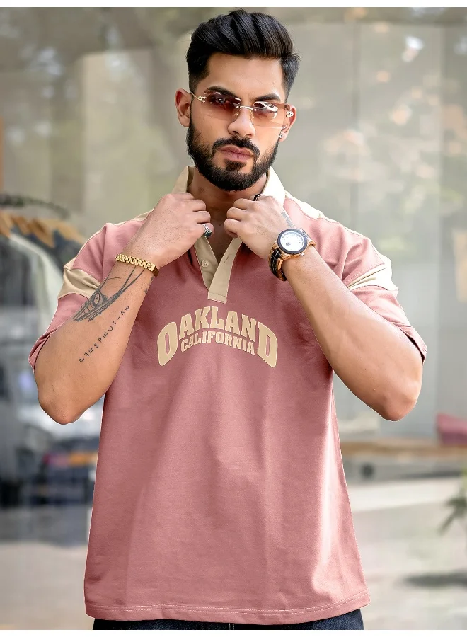 مانياك تيشيرت بولو قطن مطبوع بأكمام 3/4 للرجال