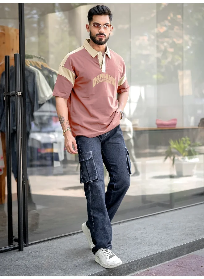 Maniac  Maniac Mens solid textured polo neck half sleeve ONION-OAKLAND cotton t-shirt for Men | Best Price UAE