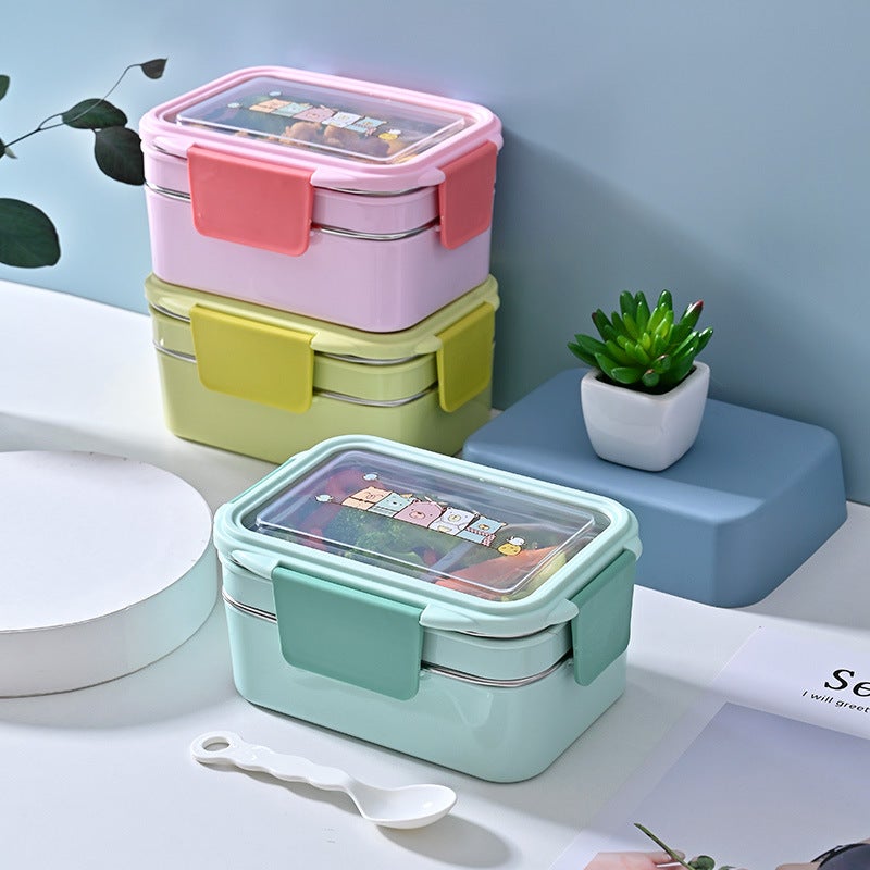 Double Layer Insulated Bento Box Stainless Steel Lunch Container Cartoon single layer 