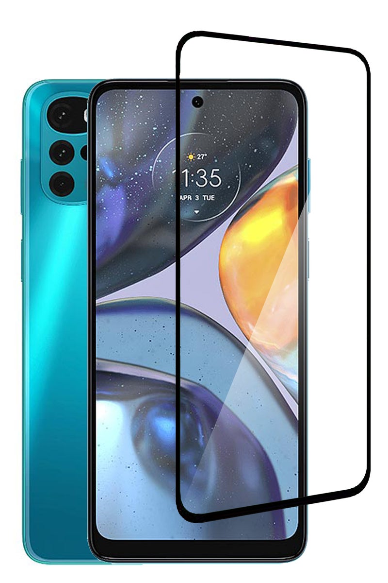 For Motorola Moto G22 - Tempered Glass Screen Protector - Advanced Border-Less Full Edge to Edge ,Shatterproof , High Responsiveness , Higher Transparency , Quick to Install ,Anti-scratch and Bubble-free Screen Protector - Black - Image 1