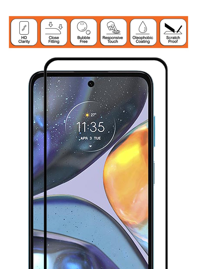 For Motorola Moto G22 - Tempered Glass Screen Protector - Advanced Border-Less Full Edge to Edge ,Shatterproof , High Responsiveness , Higher Transparency , Quick to Install ,Anti-scratch and Bubble-free Screen Protector - Black - Image 4