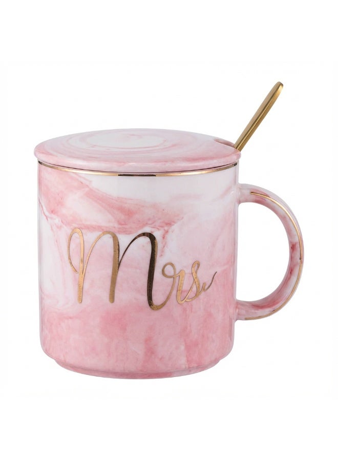 Neox Mr and Mrs Coffee Mug, ceramic marble coffee/tea Cupp with lid, Spoon set, personalized gift set for Couple, Parents, Wedding Gift, Bridal, Engagement - Image 4