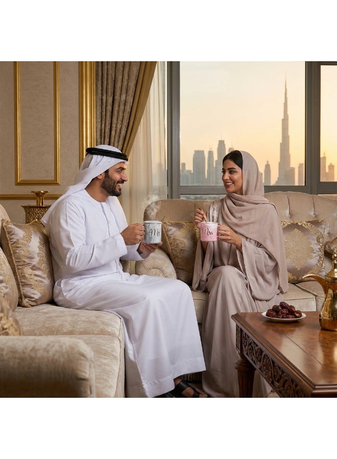 Neox Mr and Mrs Coffee Mug, ceramic marble coffee/tea Cupp with lid, Spoon set, personalized gift set for Couple, Parents, Wedding Gift, Bridal, Engagement - Image 5