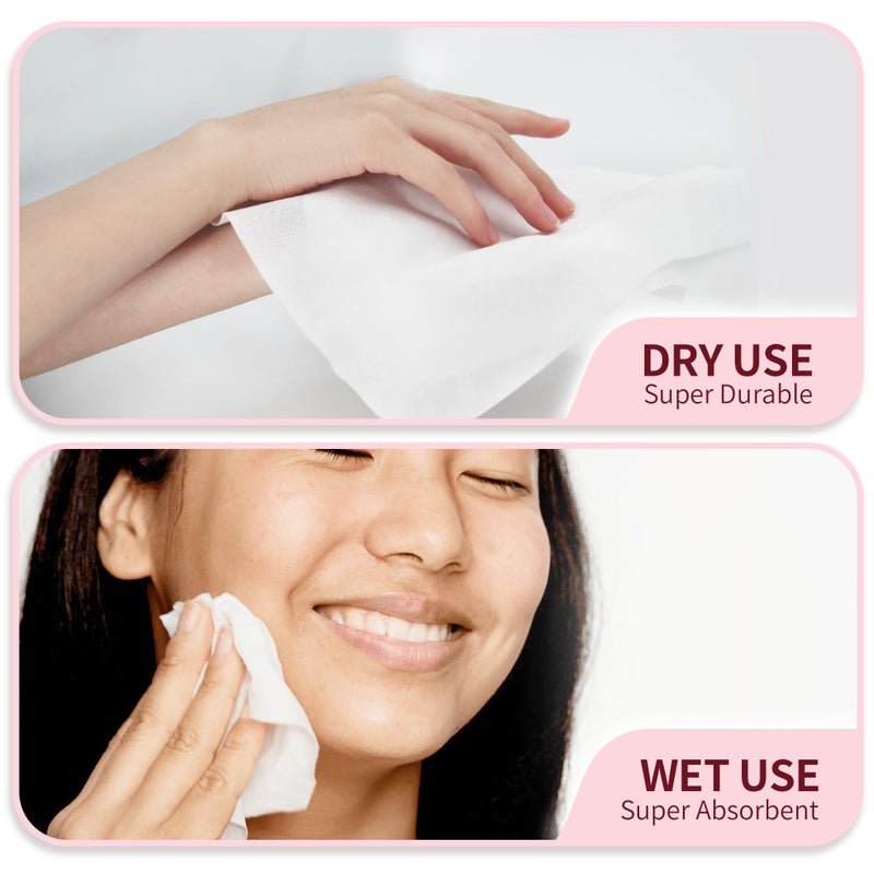 Deluwire 800 Count Disposable Face Towels, Soft & Skin Friendly Face Towelettes Disposable, Facial Tissue Dry Wipes for Women Cleansing - Image 2