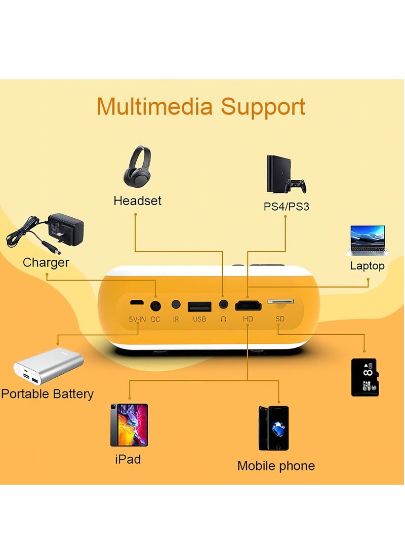 Generic - A10 Mini Projector, 1080P Full HD, 100 ANSI Room Dorm Home Theater Video Projector Compatible with iOS, Android, HDMI, TV Stick, USB, PC and Remote Control - Image 1