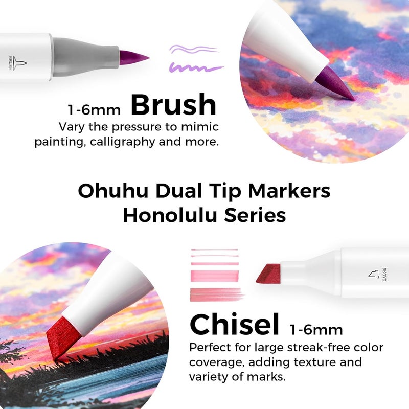 Ohuhu Honolulu Alcohol Markers - 104-Color Double Tipped Art Marker Set - Image 2