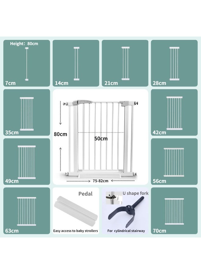High pressure safety gate for children safety gate for doors and stairs, height 80 cm, manual closing function (76-83) - Image 4