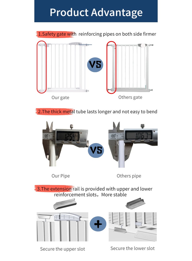 High pressure safety gate for children safety gate for doors and stairs, height 80 cm, manual closing function (76-83) - Image 3