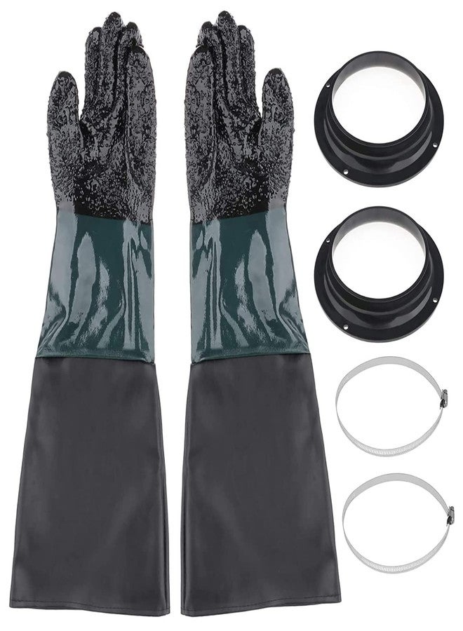 CHADWICK Sandblasting Gloves 23.6" 1 Pair, Blast Protection Gloves with 2 Glove Holders & Metal Clamps, for Sandblaster Cabinets (23.6" 1 Pair with Glove Holders & Metal Clamps) - Image 1