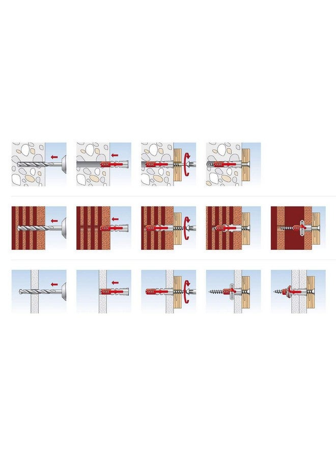 Fischer fischer DuoPower 1/4" x 1-3/16" S PH, 50 Plugs & 50 Screws, Powerful Universal Plug with Intelligent 2-Component Technology for Fastenings in Concrete, Bricks, Drywall, Chipboard, etc - Image 4