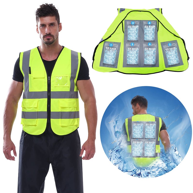 NJDGF Cooling Vest with 20Pcs Ice Packs - Cool Safety Vest for Men Women Ice Cooling Vest for Hot Weather Work - Image 1