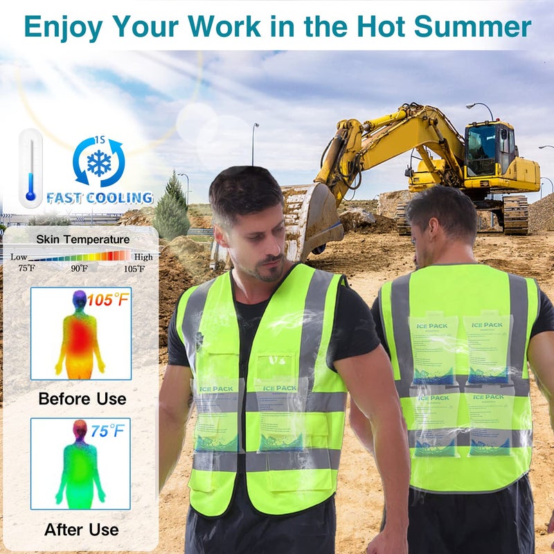 NJDGF Cooling Vest with 20Pcs Ice Packs - Cool Safety Vest for Men Women Ice Cooling Vest for Hot Weather Work - Image 3