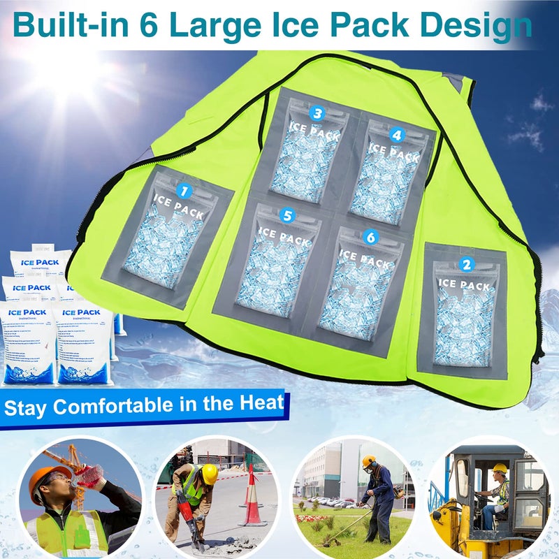 NJDGF Cooling Vest with 20Pcs Ice Packs - Cool Safety Vest for Men Women Ice Cooling Vest for Hot Weather Work - Image 2