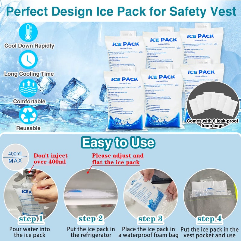 NJDGF Cooling Vest with 20Pcs Ice Packs - Cool Safety Vest for Men Women Ice Cooling Vest for Hot Weather Work - Image 4