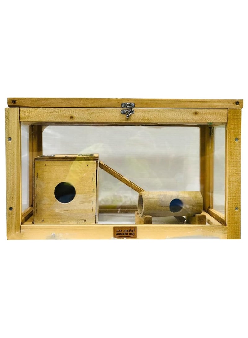 Amazon Pet Natural Wood Hamster and Small Animal House, Wooden Small Pet House - Image 1